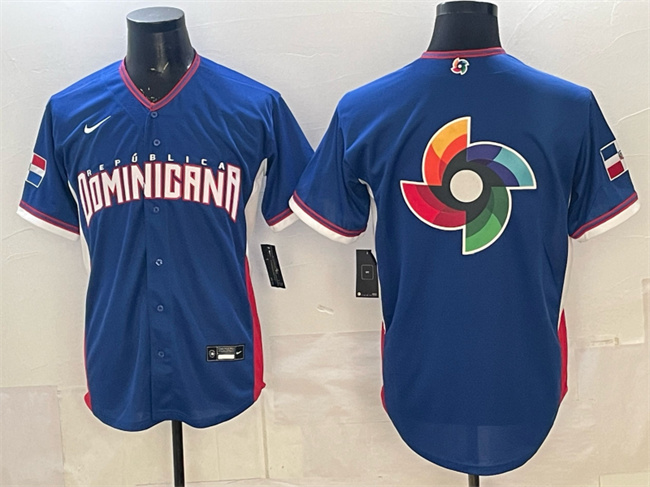 Men's Dominican Republic Baseball Royal 2026 World Baseball Big Logo Classic Stadium Stitched Jersey